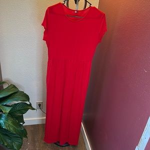 Red floor length dress